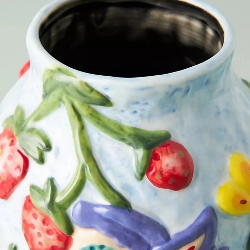 Anthropologie Nathalie Lete  Blue  Butterfly Nature  Vase